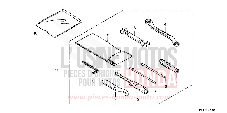 OUTILS de SILVER WING PEARL COSMIC BLACK (NHA64) de 2011